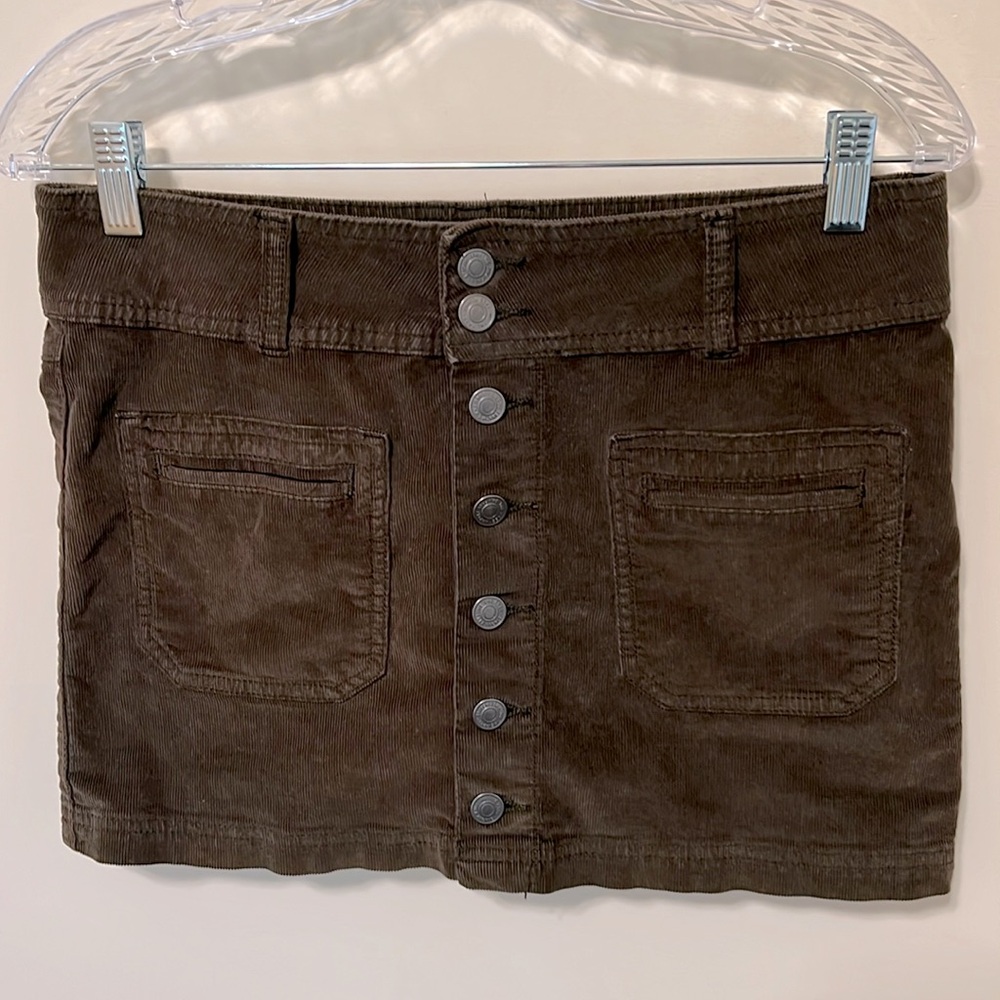 We The Free (Free People) Women’s Joanie Corduroy Mini Skirt / Size 27 / Green